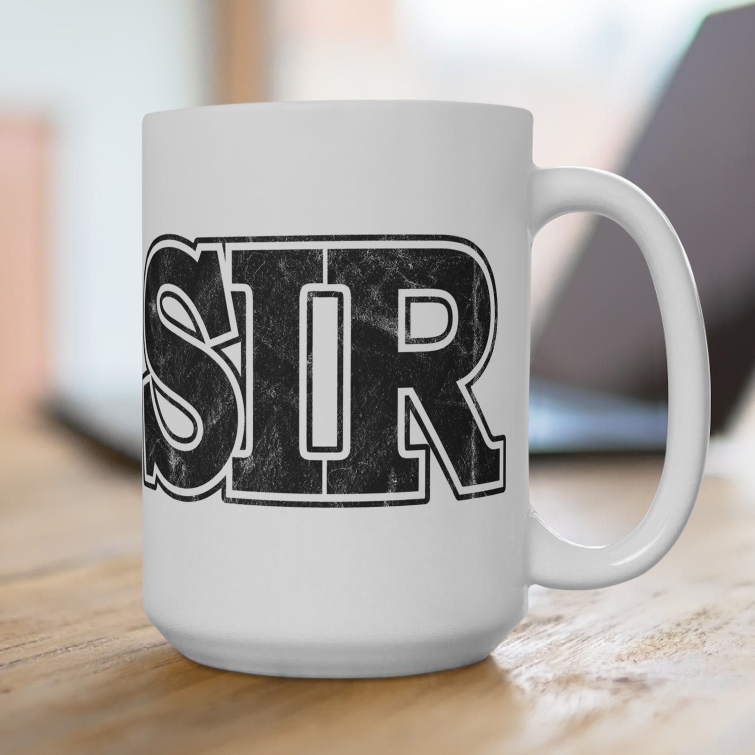Sir 15oz Coffee Mug with Distressed Typography