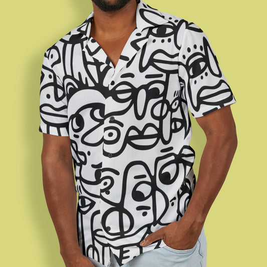 Peopling Doodle Pattern Funny Introvert Hawaiian Camp Shirt