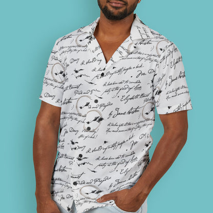 Bibliophile Manuscript Pattern Book Lover Hawaiian Camp Shirt