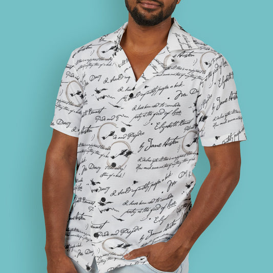Bibliophile Manuscript Pattern Book Lover Hawaiian Camp Shirt