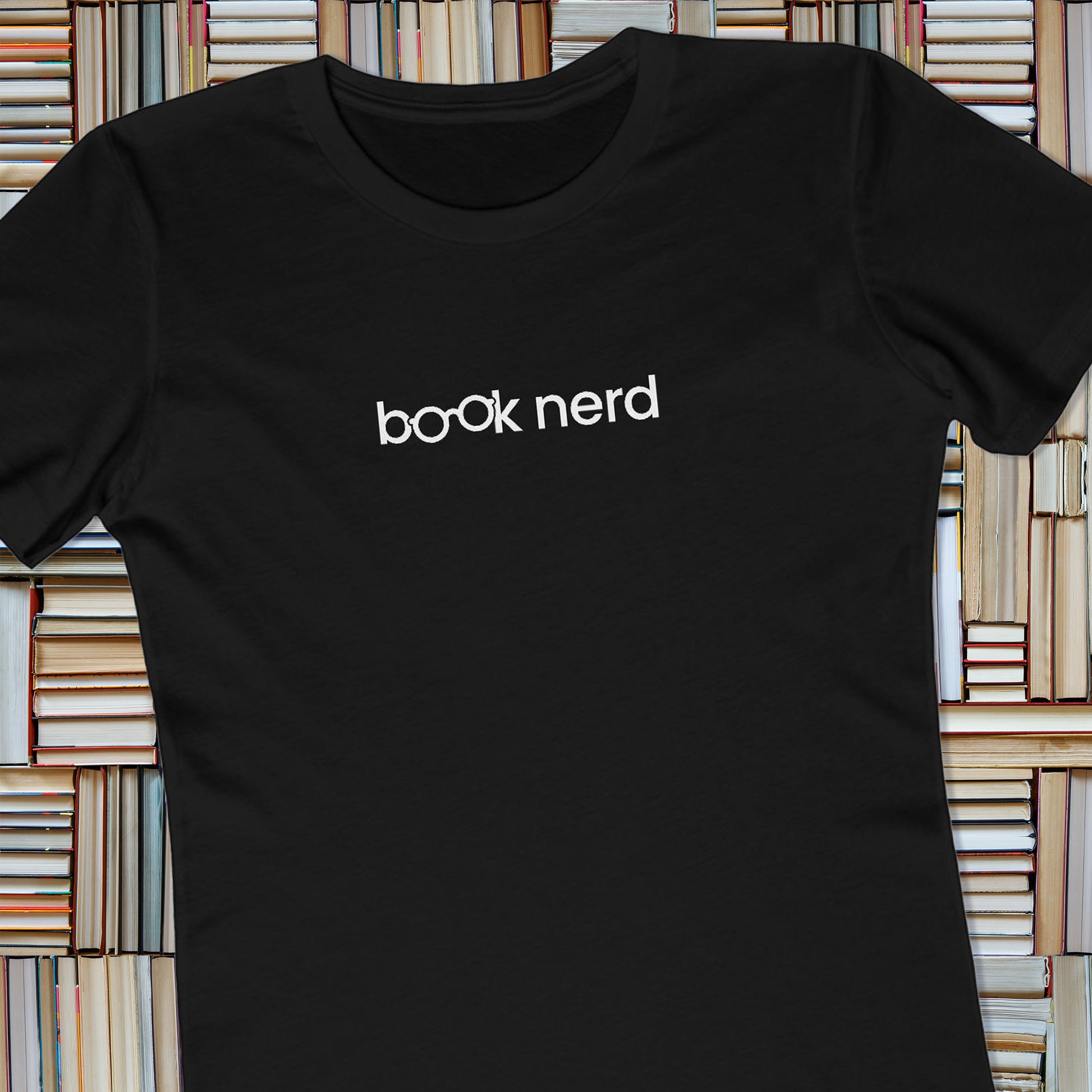 Book Nerd Geeky Reader Women's T-Shirt in Solid Black