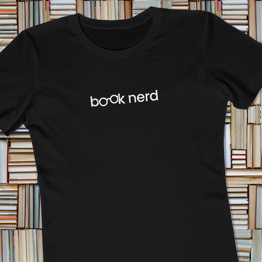 Book Nerd Geeky Reader Women's T-Shirt in Solid Black