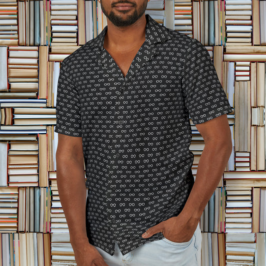 Book Nerd Glasses Pattern Geeky Reader Hawaiian Camp Shirt