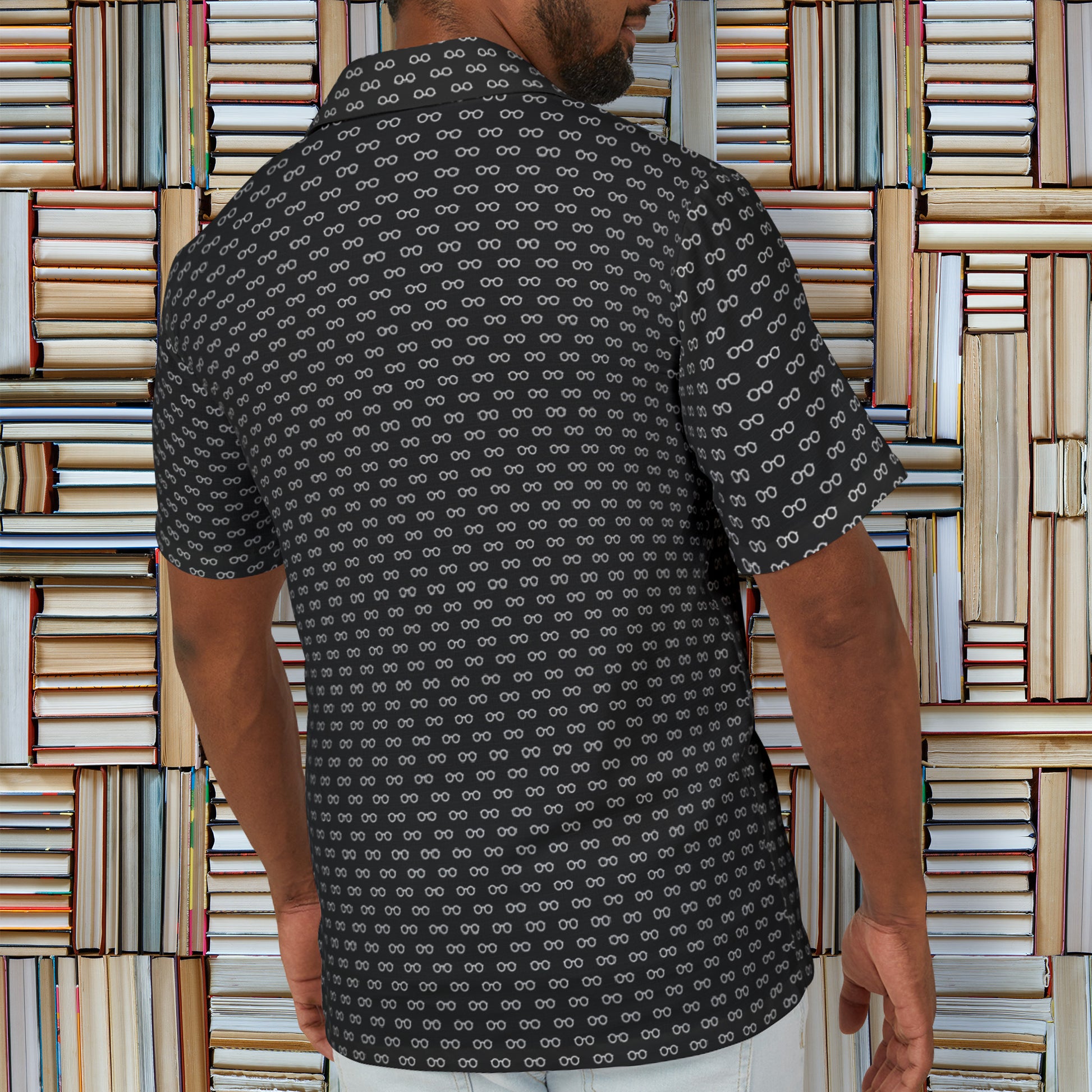 Book Nerd Glasses Pattern Bookworm Hawaiian Camp Shirt