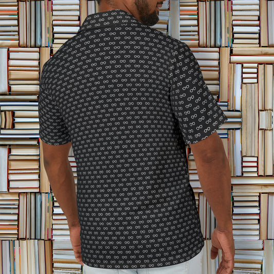 Book Nerd Glasses Pattern Bookworm Hawaiian Camp Shirt