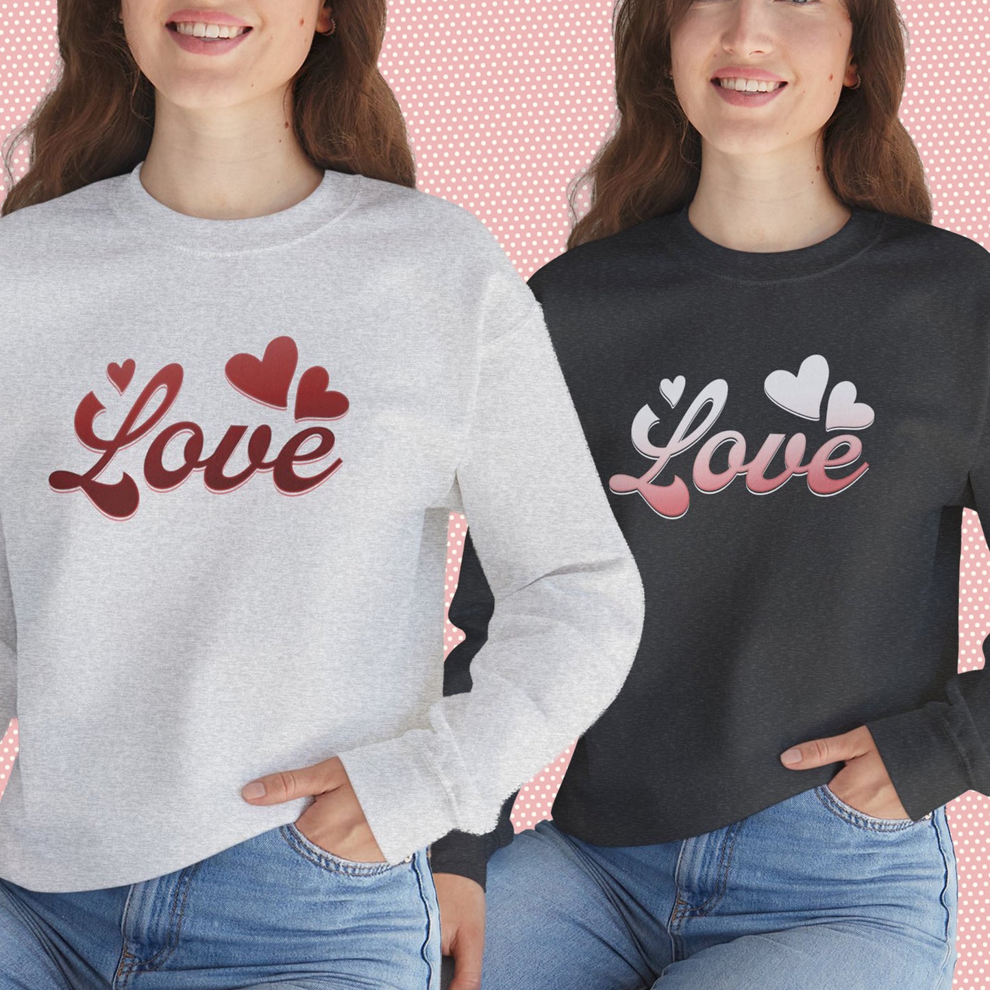 Sweatshirt Love Heart Graphic Tee – Red Valentine’s Shirt