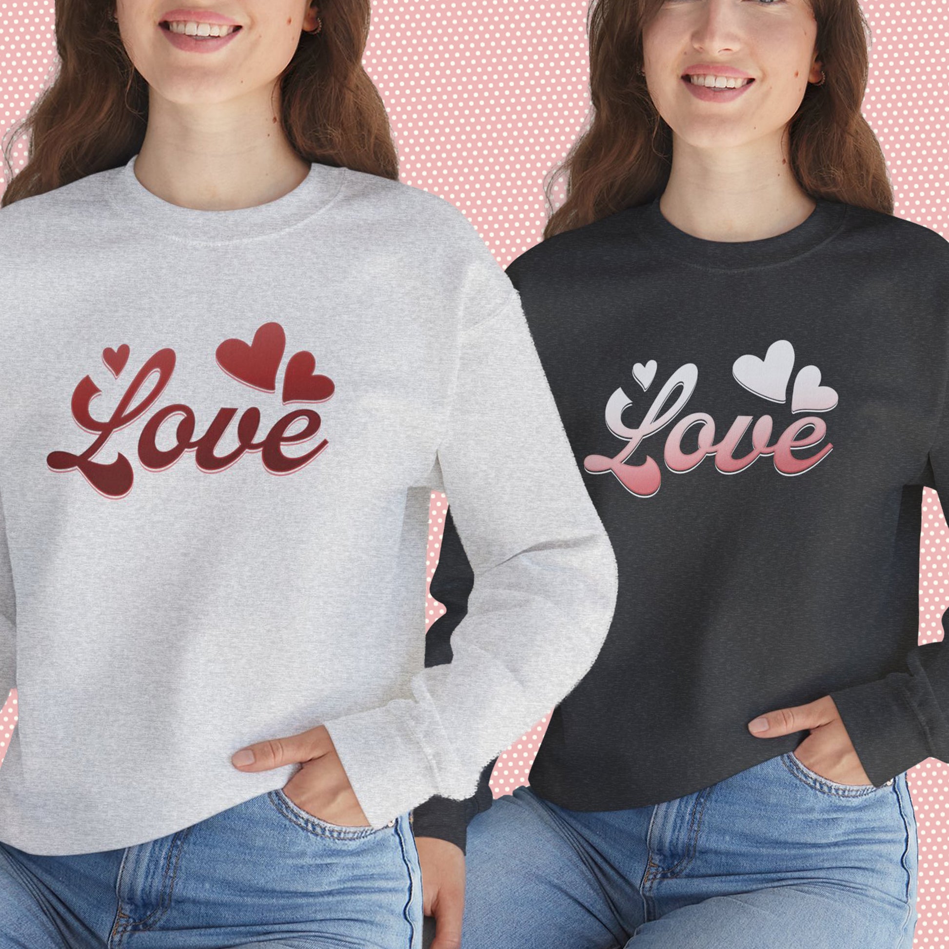 Sweatshirt Love Heart Graphic Tee – Red Valentine’s Shirt