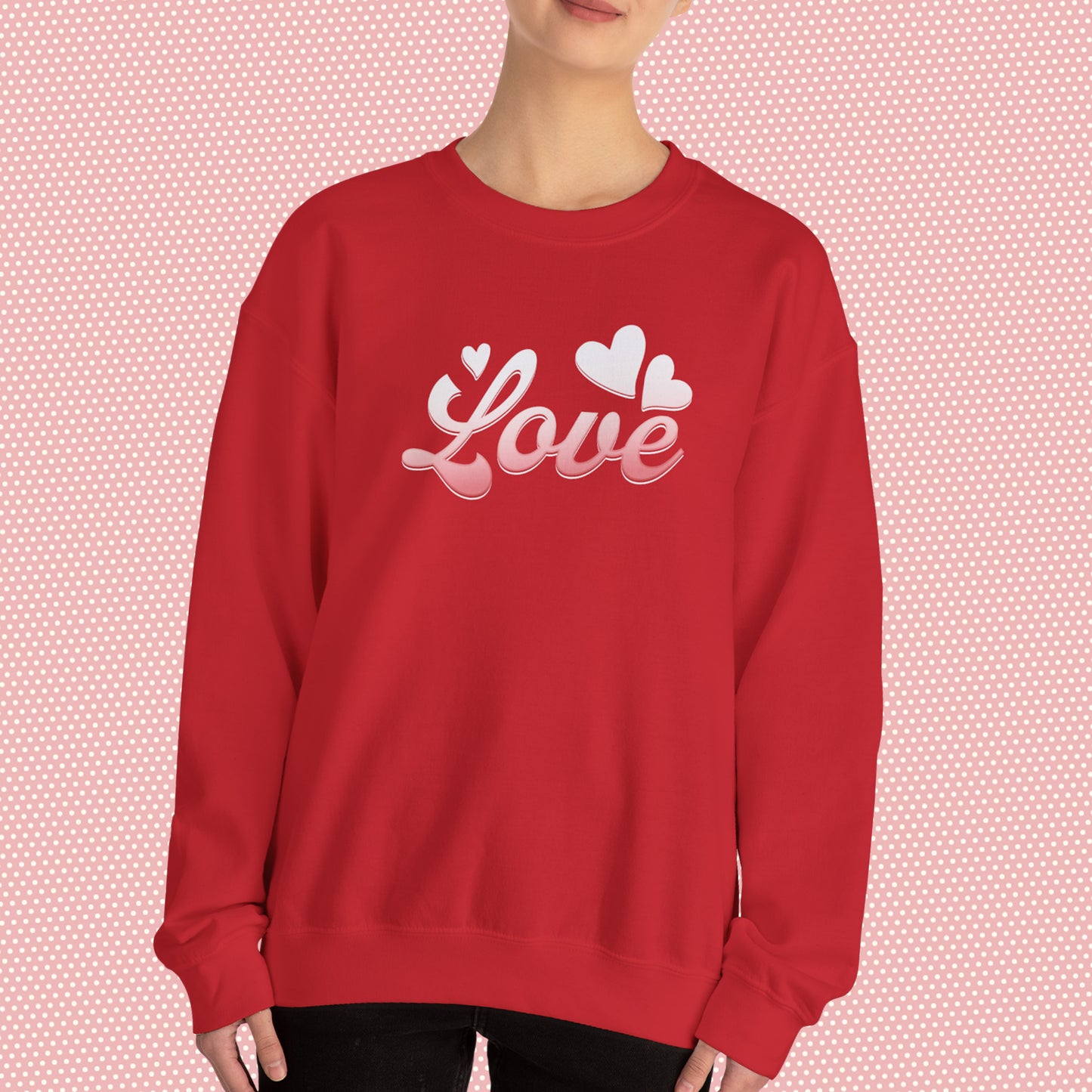 Sweatshirt Love Heart Graphic Tee – Red Valentine’s Shirt