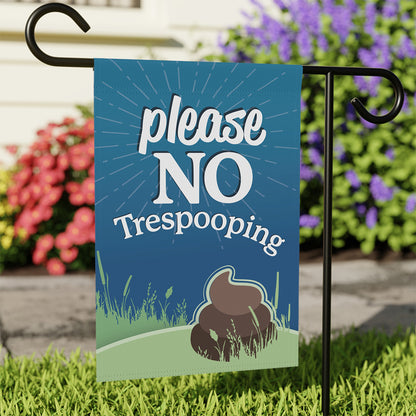 Funny dog and cat poop zone yard flag – No Trespooping sign | hero shot