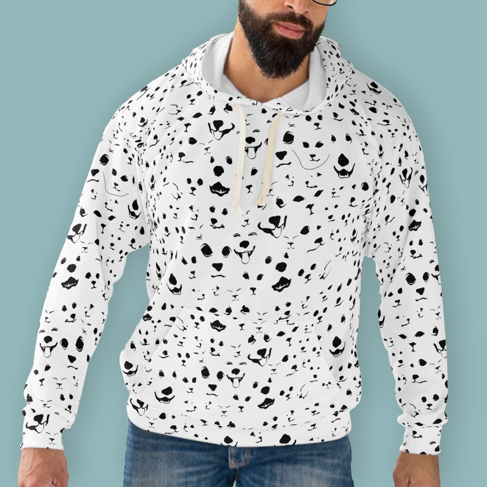 Black & White Animal Faces Hoodie | Funny Pet Lover Gift | model1