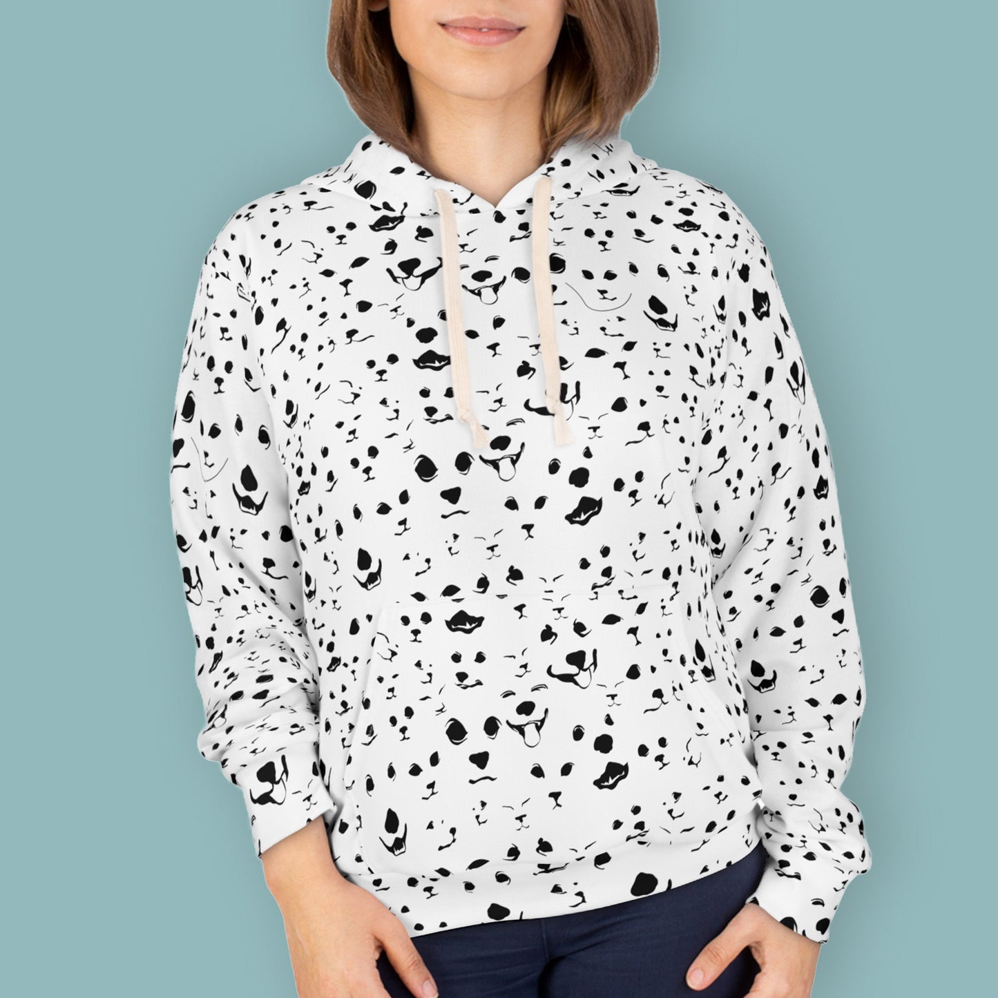 Black & White Animal Faces Hoodie | Funny Pet Lover Gift | model2