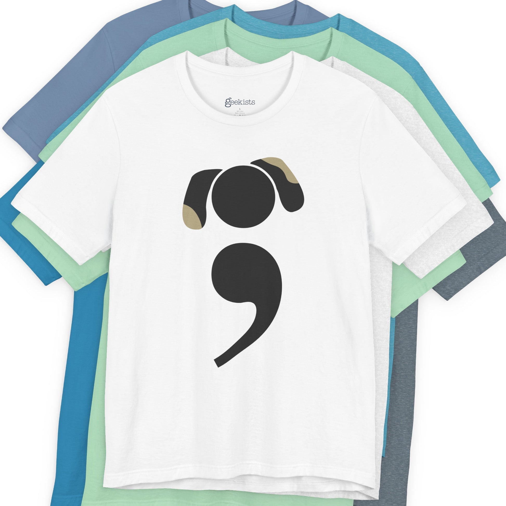 Bookish dog tee for grammar nerds and dog parents | hero shot