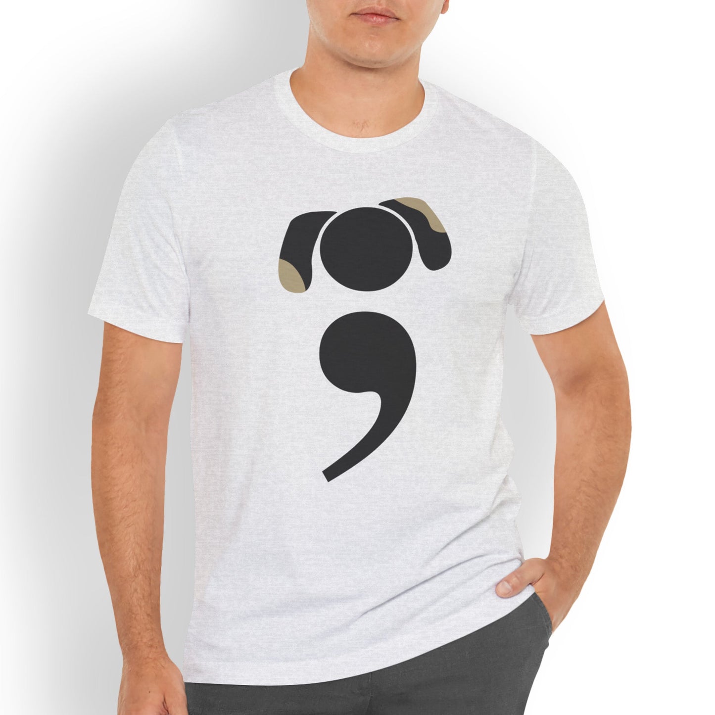 Bookish dog tee for grammar nerds and dog parents | model2