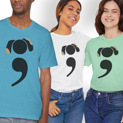 Bookish dog tee for grammar nerds and dog parents | model1