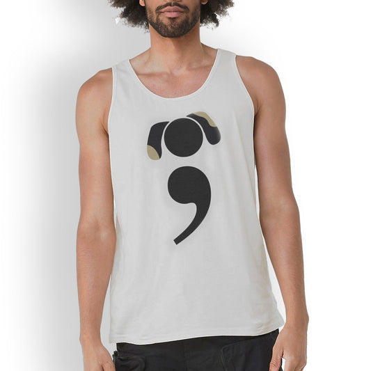 Unisex tank top featuring Grammar Hound design – a minimalist dog made from a semicolon, perfect for grammar nerds and dog lovers | hero shot