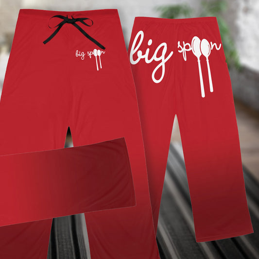 All Over Prints Big Spoon Pajama Bottoms – Red Lounge Pants for Women · Relationship Humor