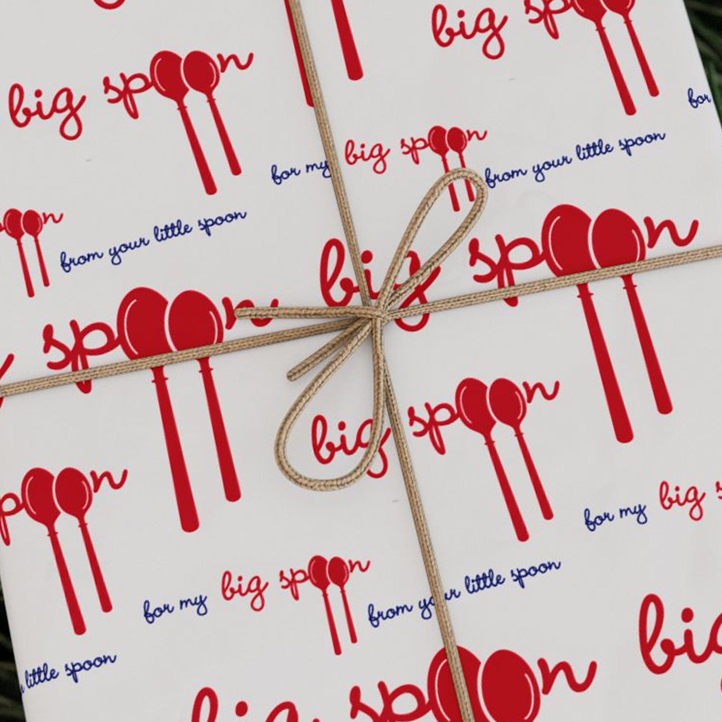 big spoon wrapping paper for couples | closeup