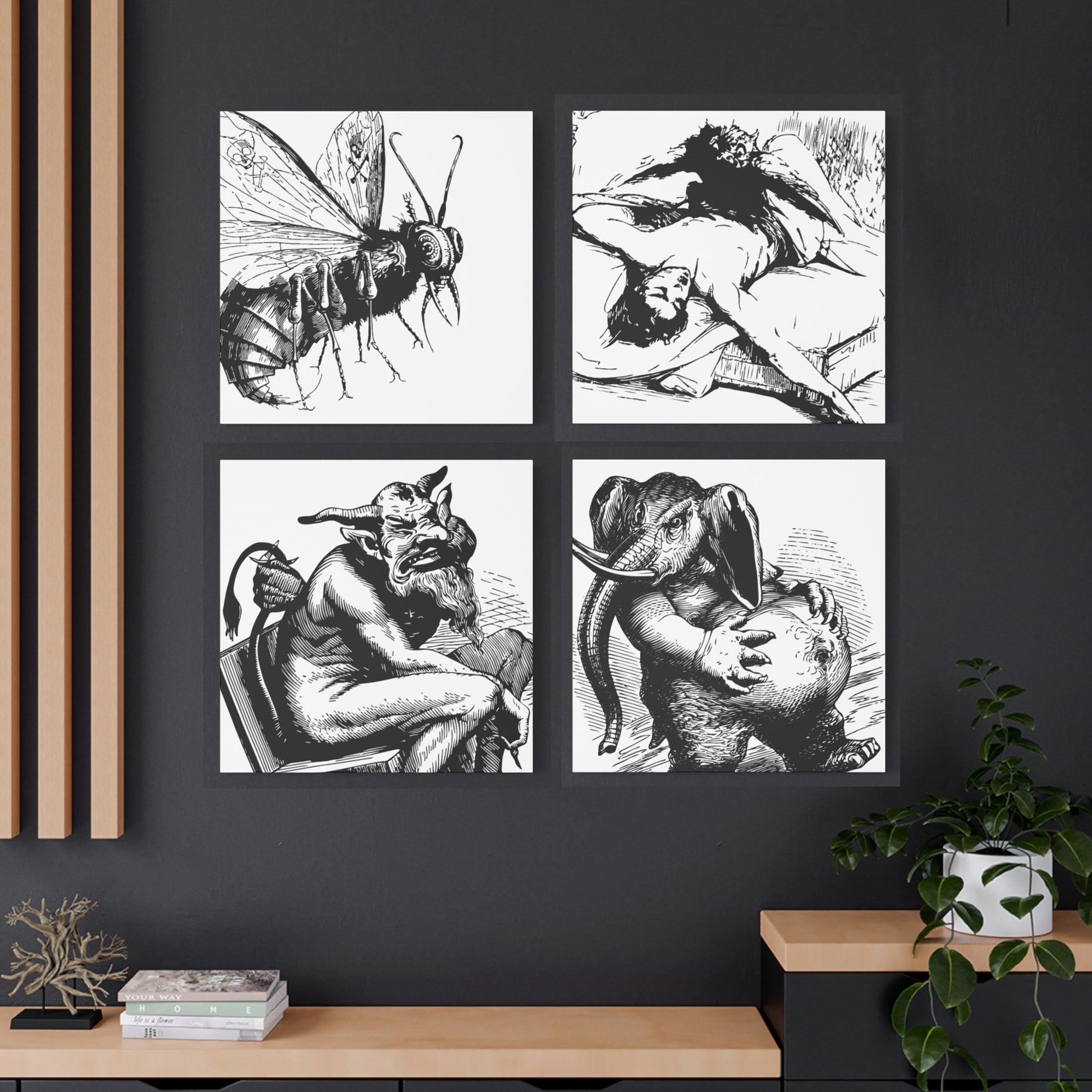 Belzebuth from Dictionnaire Infernal 1863 — Victorian gothic insect engraving canvas wall art | scene 4up