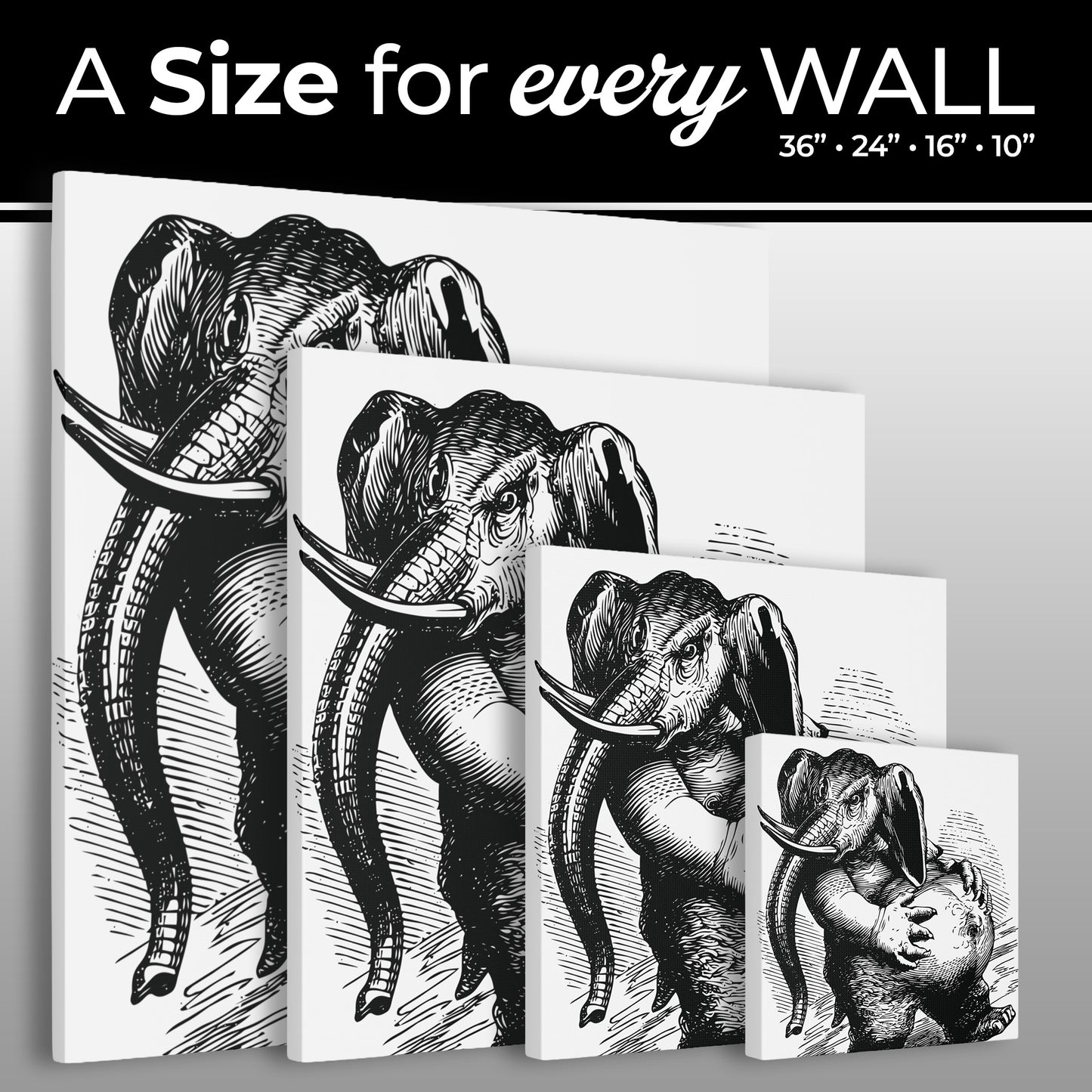 Behemoth from Dictionnaire Infernal 1863 — Victorian gothic elephant engraving canvas wall art | hanging hook