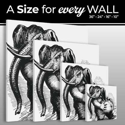 Behemoth from Dictionnaire Infernal 1863 — Victorian gothic elephant engraving canvas wall art | hanging hook