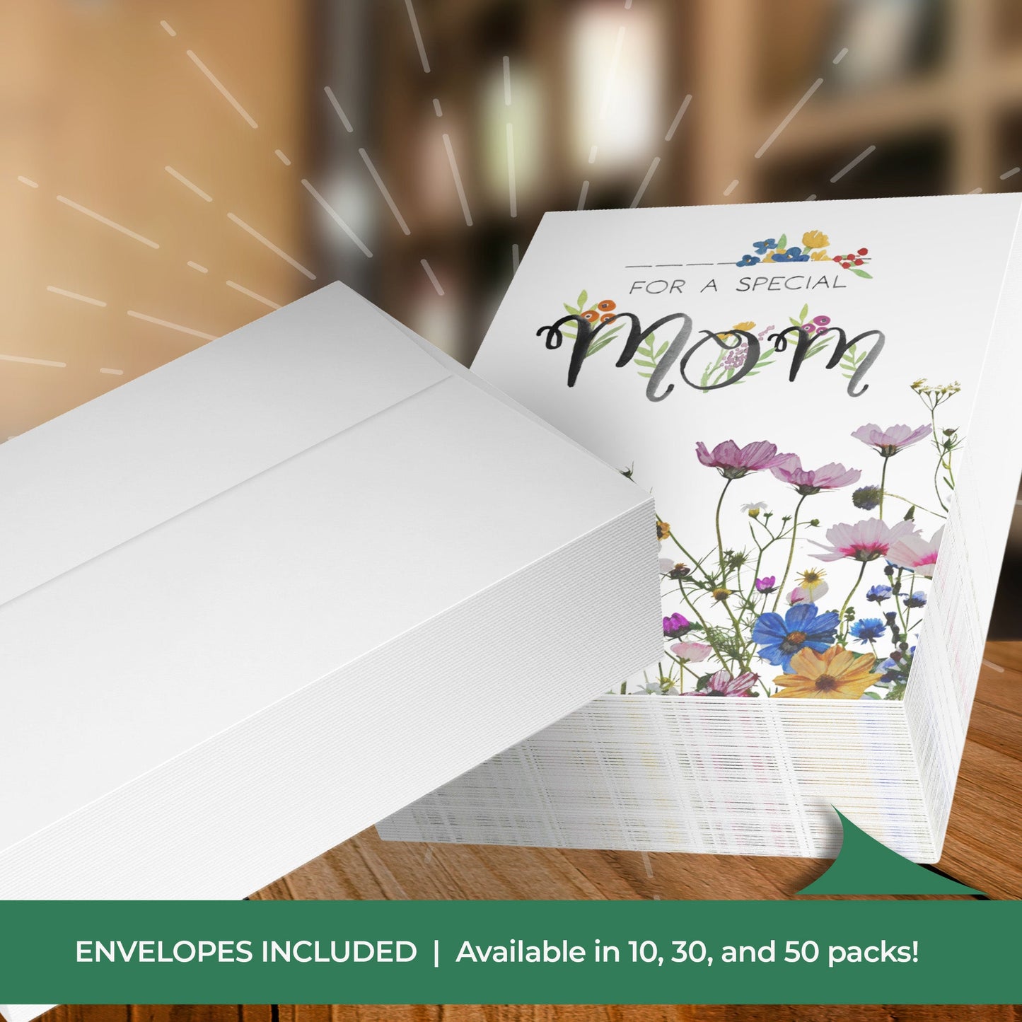 floral mom greeting card set for garden moms | stack with envelopes