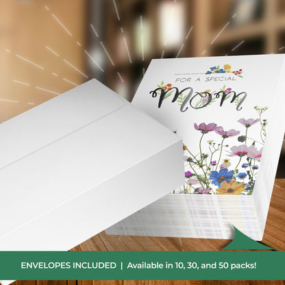 floral mom greeting card set for garden moms | stack with envelopes