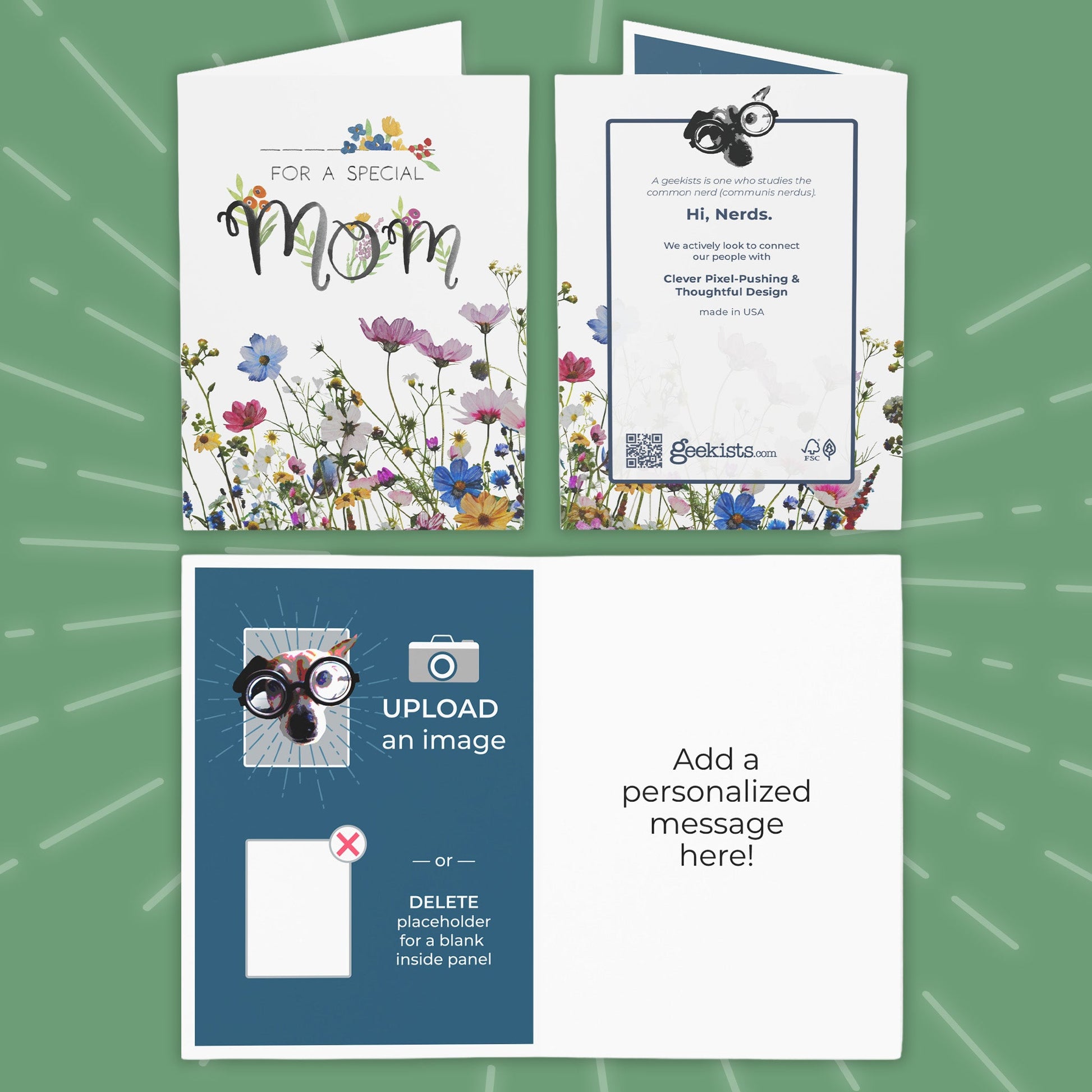 floral mom greeting card set for garden moms | all sides