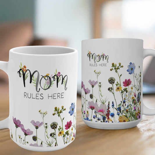 mom rules here garden mug for plant loving moms | 2 sides