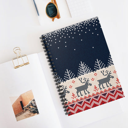 Ugly Reindeer Sweater Spiral Notebook | Funny Ruled-Line Journal | Holiday Stationery