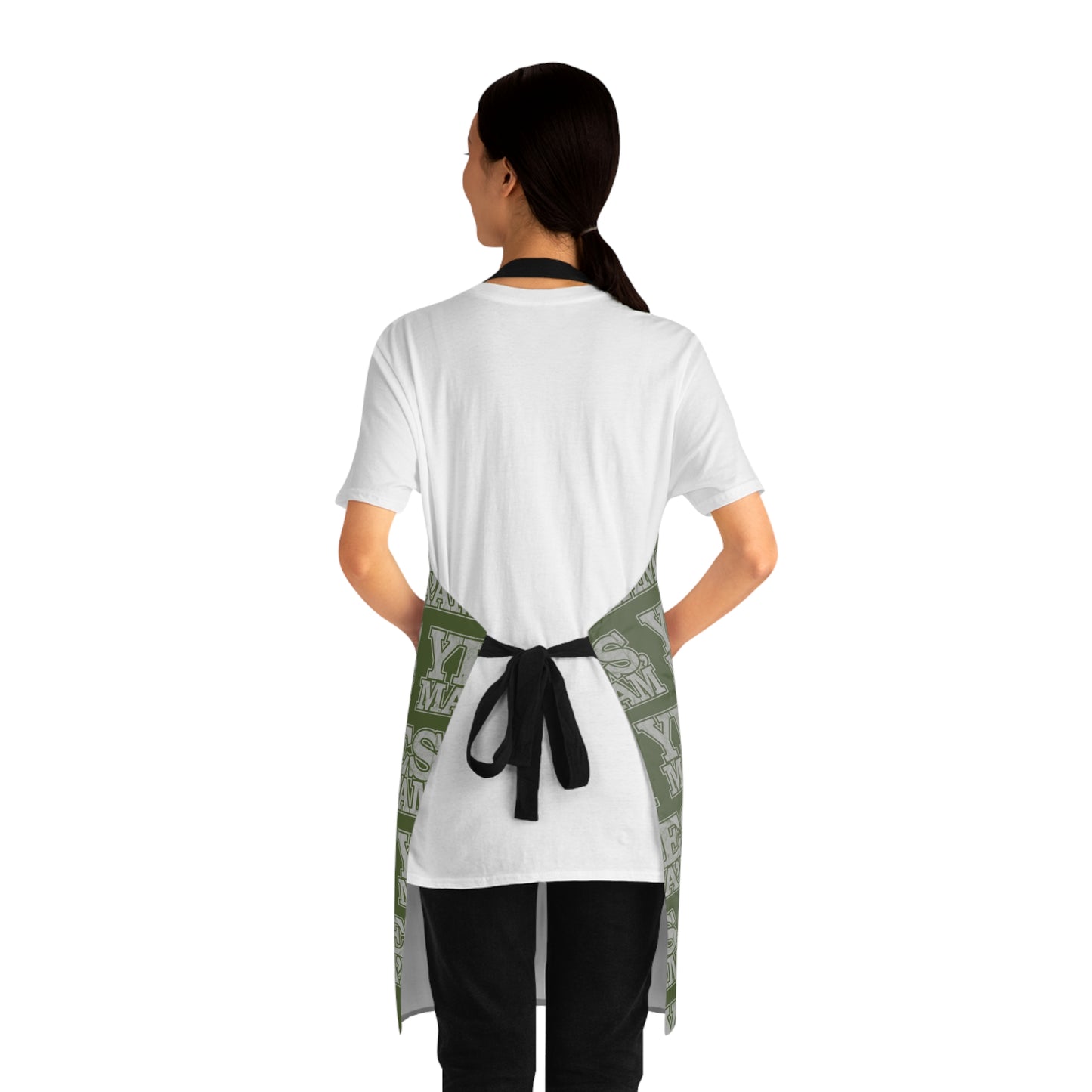 All Over Prints Yes Ma’am Alpha Female Military Nerd Apron | Army Green Distressed Pattern | Empowering Kitchen Gear for Alpha Women