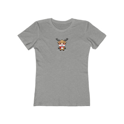 Heather-Grey-3XL T-Shirt 8-Bit Reindeer Women's T-Shirt | Slim Fit Shirt | Graphic Tee for Feminine Ladies