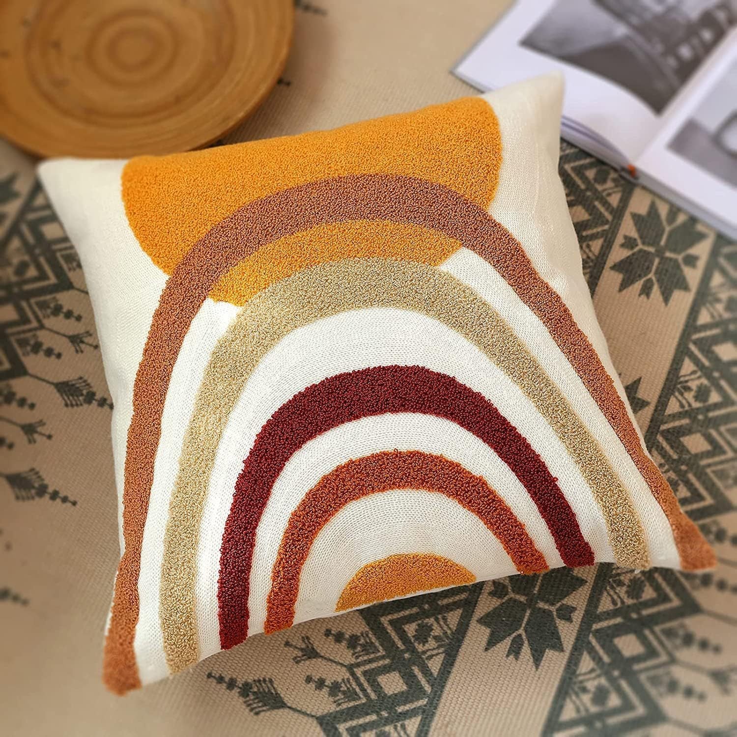 Home Decor Pillow Covers Square Earthy Rainbow