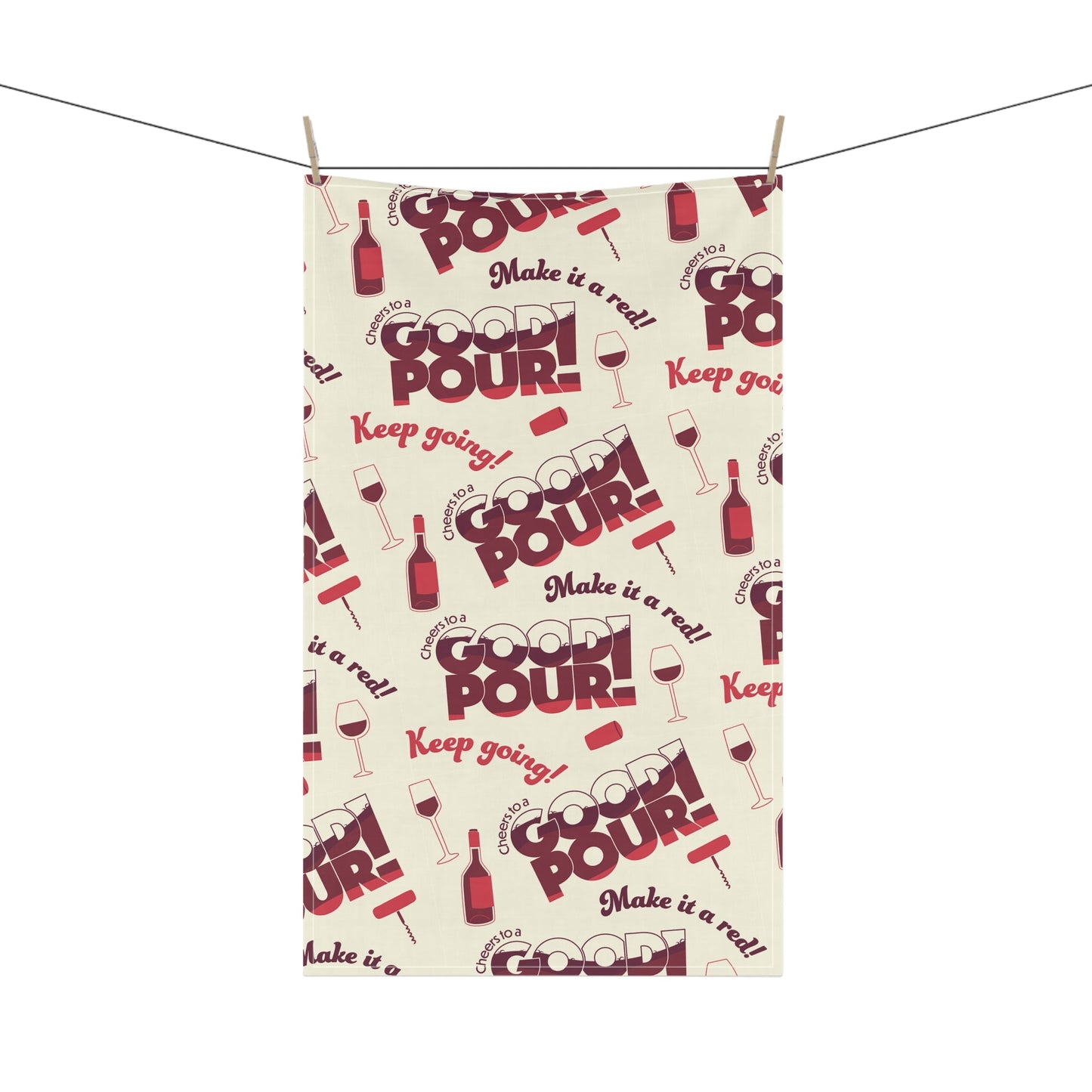 Cotton-Twill-18-30 Kitchen & Dining Cheers to a Good Pour | Wine-Themed Kitchen/Bar Towel | Absorbent Cotton or Polyester