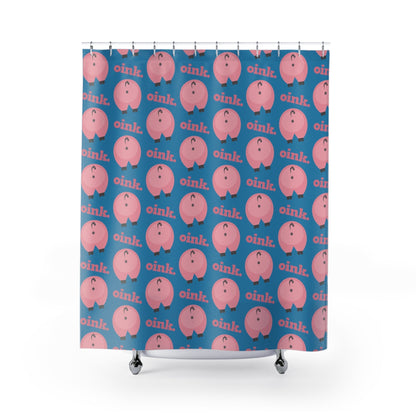 71" × 74" Home Stuff > Bed & Bath > Fabric Shower Curtain Funny Pig Butt Pattern Fabric Shower Curtain – Quirky Bath Decor for Animal Lovers