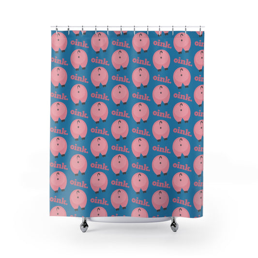 71" × 74" Home Stuff > Bed & Bath > Fabric Shower Curtain Funny Pig Butt Pattern Fabric Shower Curtain – Quirky Bath Decor for Animal Lovers