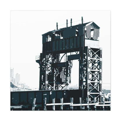 UWS Urban Decay Square Stretched Canvas Print — Hudson River NYC Graphic — Detail
