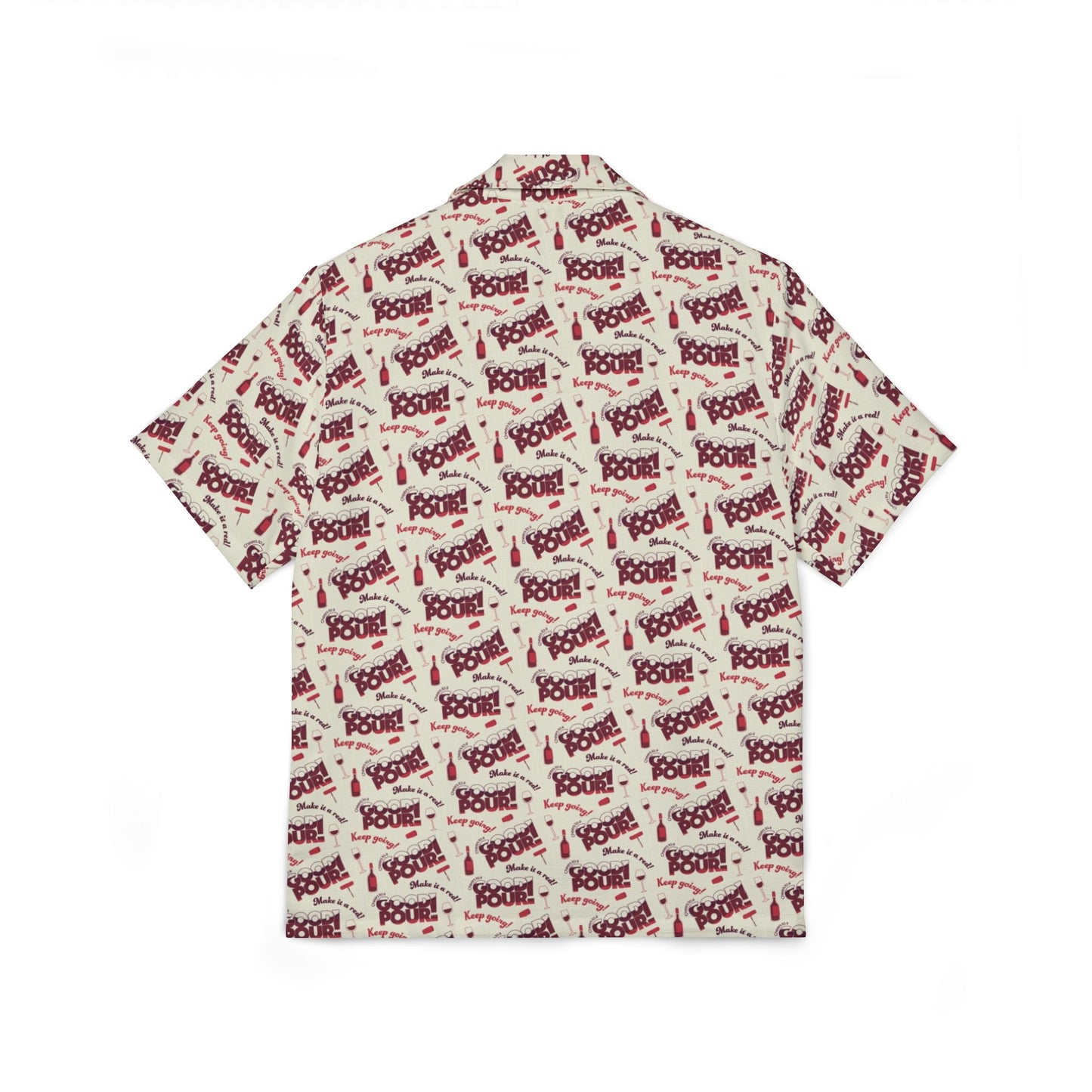 All Over Prints Cheers to a Good Pour | Wine-Themed Hawaiian Camp Shirt | Men’s Relaxed Fit Button-Down for National Red Wine Day