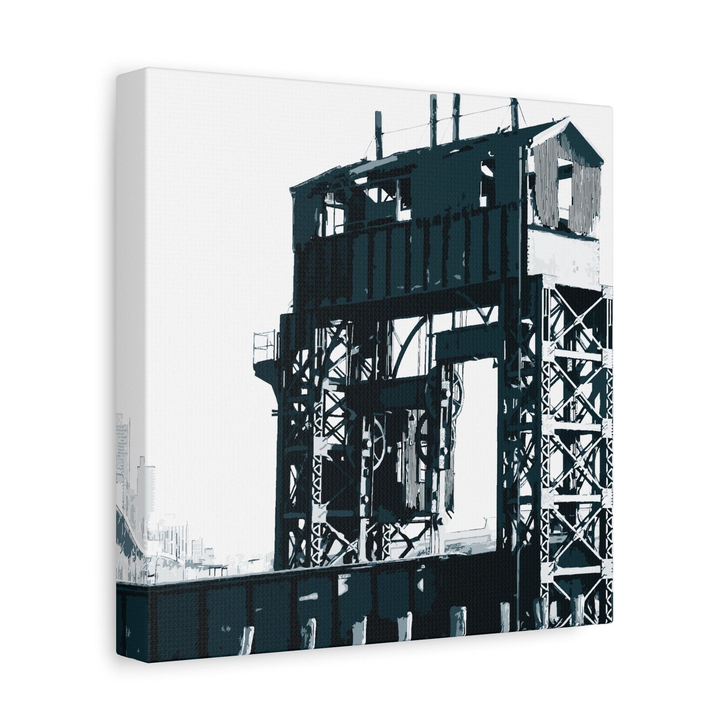UWS Urban Decay Square Stretched Canvas Print — Hudson River NYC Graphic — Front