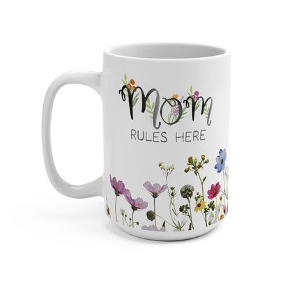 mom rules here garden mug for plant loving moms | side left
