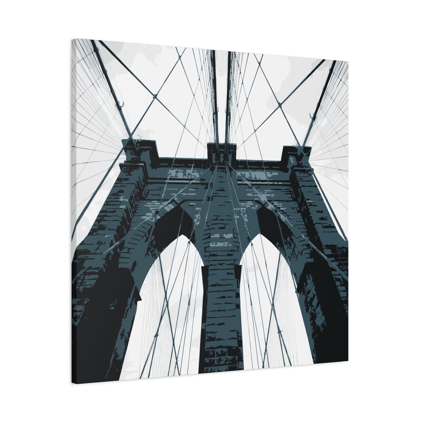 Brooklyn Bridge NYC Square Stretched Canvas Print — Graphic — Detail