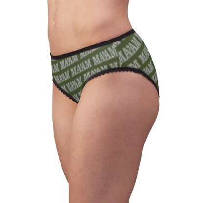 All Over Prints Ma’am Alpha Female Military Nerd Briefs | Army Green Distressed Pattern | Commanding Underwear for Alpha Women