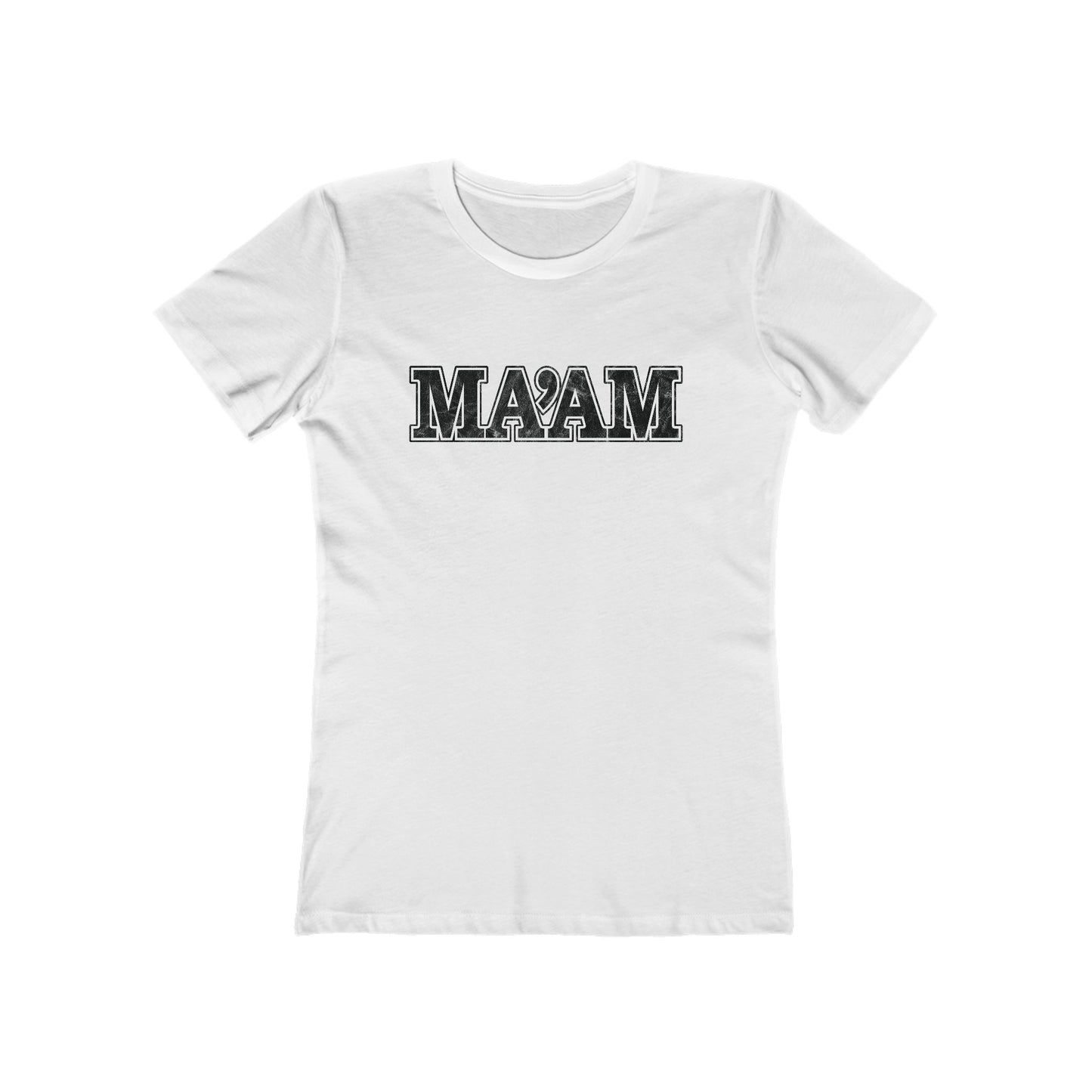 Solid-White-S T-Shirt Ma'am Yes Ma'am! Alpha Female Military Nerd | Distressed Command T-Shirts for Army Families