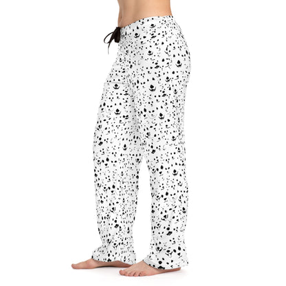 Black & White Pet Faces Pajama Pants | Funny Dog Lover Sleepwear | back side shot left