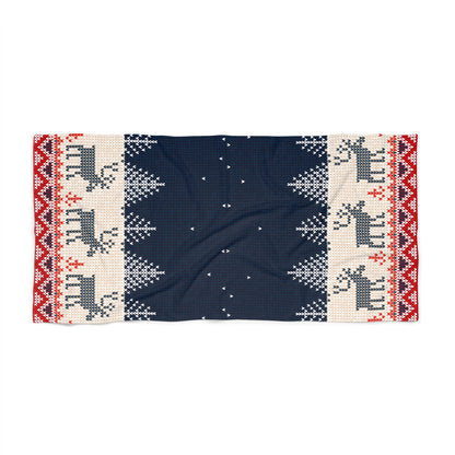 36-72 Home Decor Ugly Reindeer Sweater Beach Towel – Christmas in July Poolside Humor | Made in USA