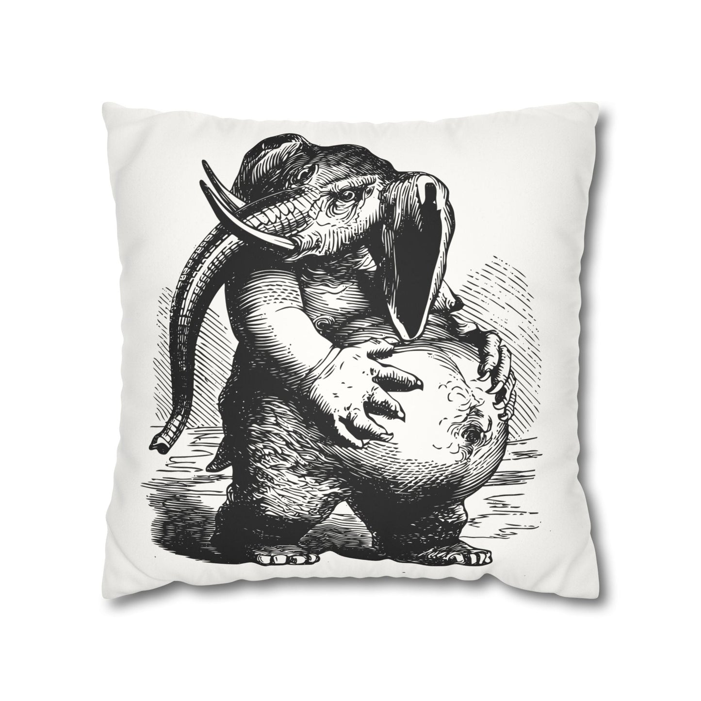 Behemoth from Dictionnaire Infernal 1863 — Victorian gothic elephant engraving throw pillow | variant