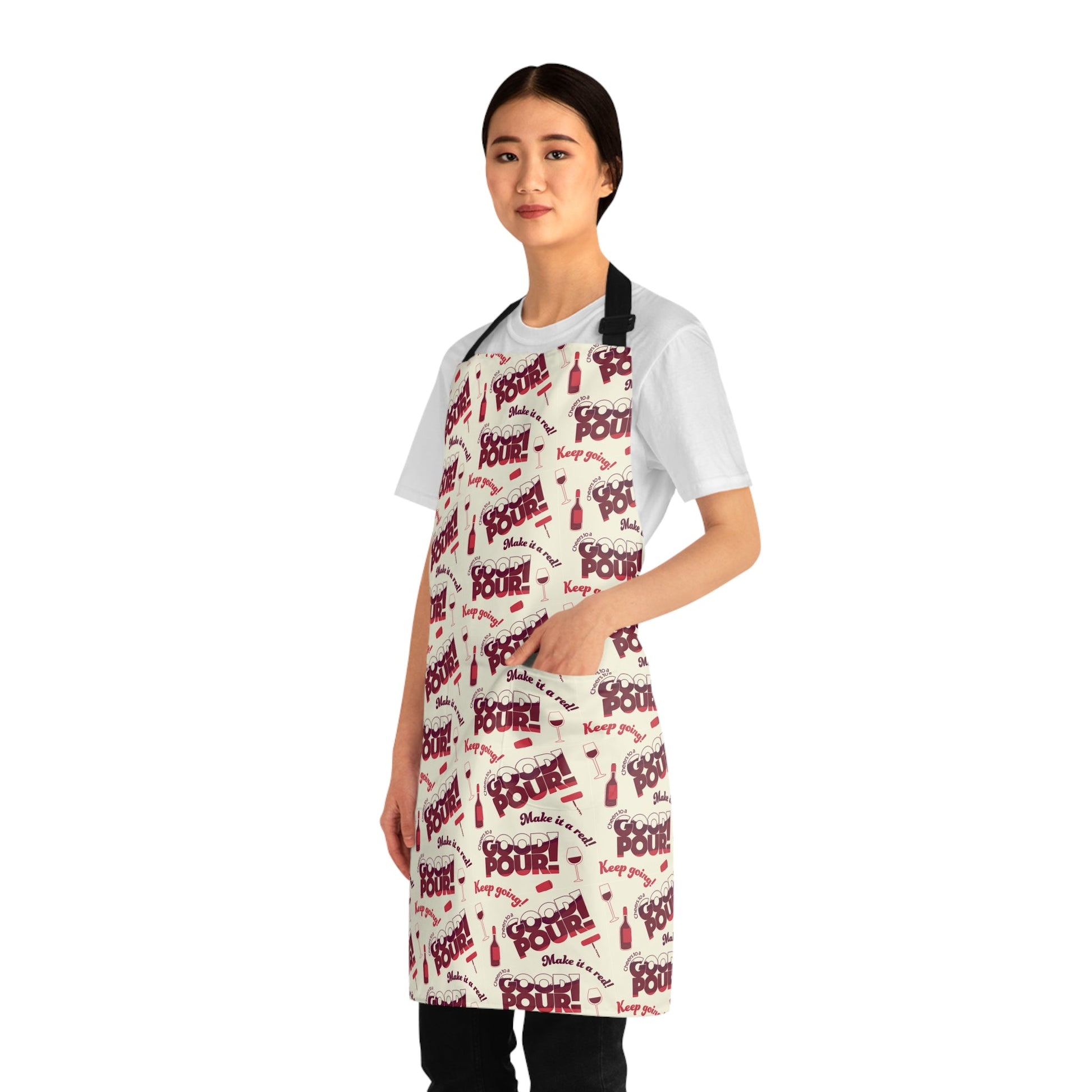 All Over Prints Cheers to a Good Pour | Wine-Themed Kitchen Apron | Adjustable Cooking & Grilling Apron