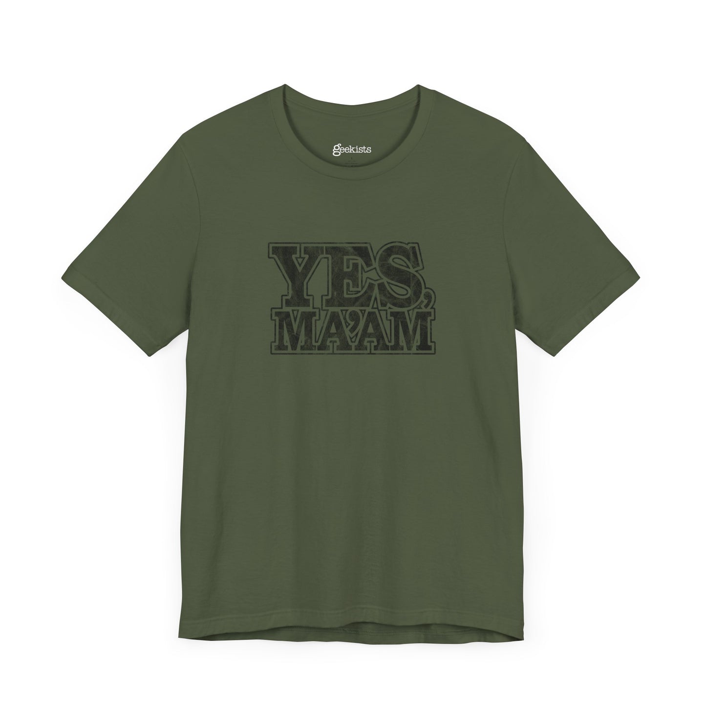 Military-Green-3XL T-Shirt Yes Ma'am! Alpha Female Military Nerd T-Shirt | Distressed Command Tees for Army Families