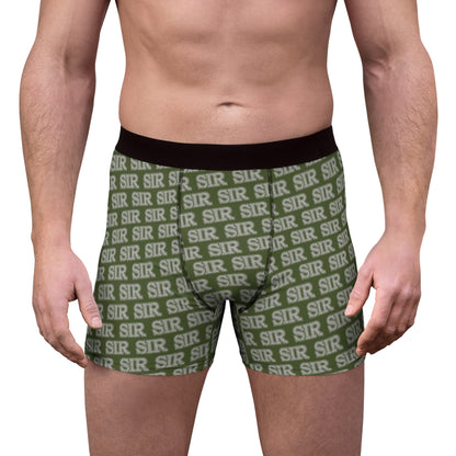 All Over Prints Sir Alpha Guy Military Nerd Boxer Briefs | Army Green Distressed Pattern | Commanding Underwear for Alpha Personalities