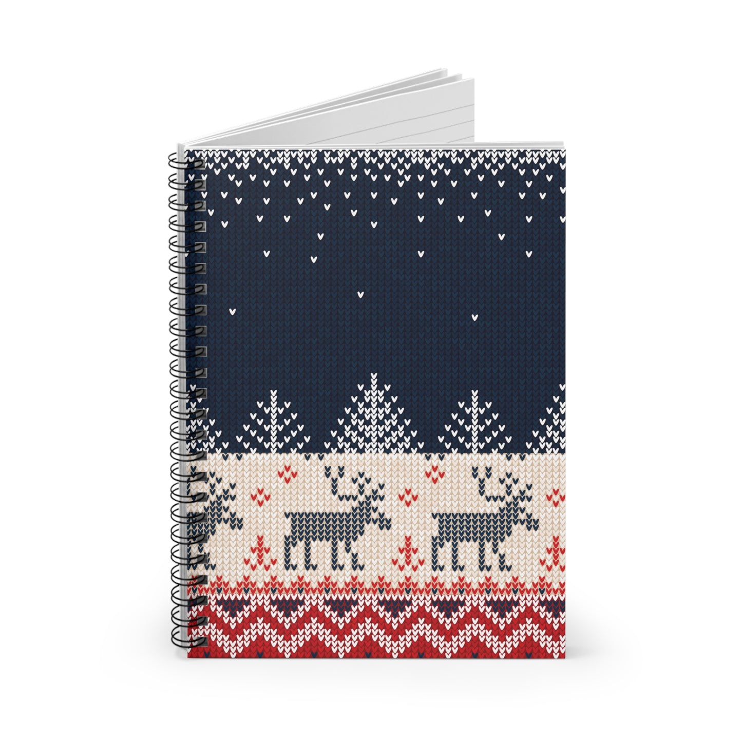 Ugly Reindeer Sweater Spiral Notebook | Funny Ruled-Line Journal | Holiday Stationery