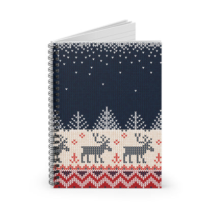 Ugly Reindeer Sweater Spiral Notebook | Funny Ruled-Line Journal | Holiday Stationery